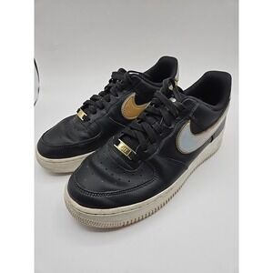 Nike Air Force 1 AF1 Trainers Shoes 8.5 Black reflective Faux Leather